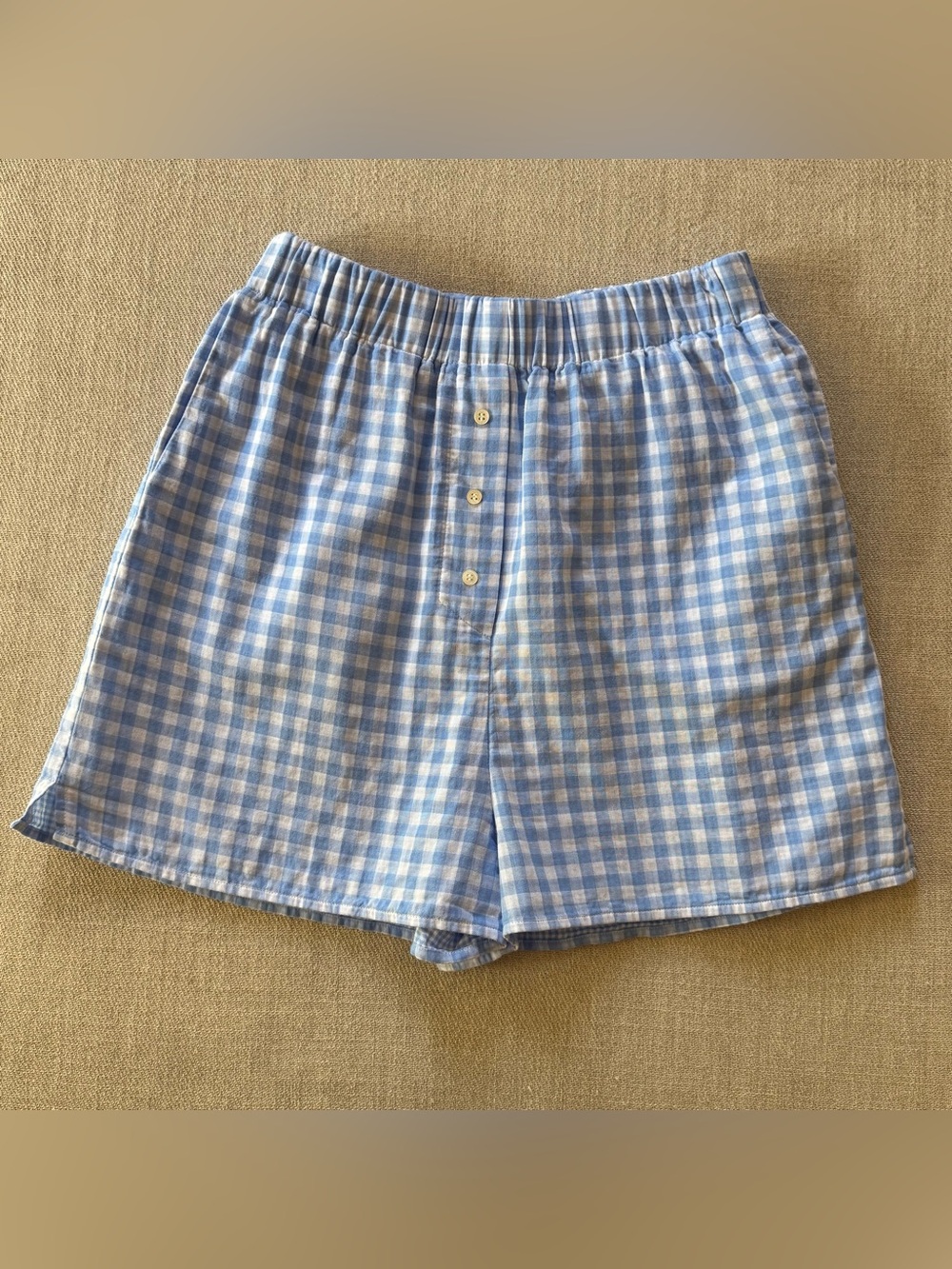 Favorite Daughter The Ex Boyfriend Blue Gingham Boxer Shorts Sz S Cotton Pull-On - Picture 4 of 5